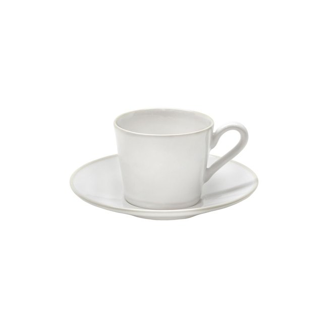 Tasse à thé et soucoupe 0.19 L BEJA Couleur blanc et crême <span itemprop=