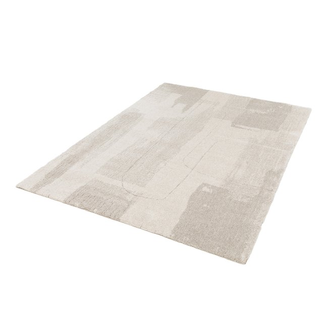 Tapis poils ras style graphique, EKKO Couleur gris clair <span itemprop=
