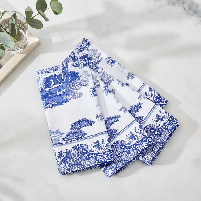 Set of 4 Blue Italian Napkins, blue, PIMPERNEL