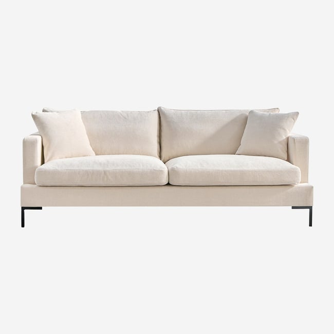 Canapé en tissu Kumal garni de plumes SIERRA Couleur blanc cassé <span itemprop=