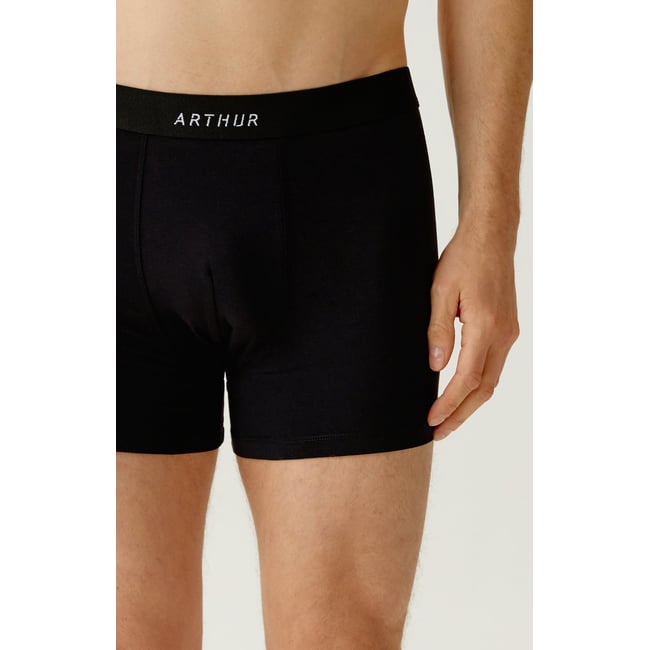 Boxer en coton, uni noir <span itemprop=