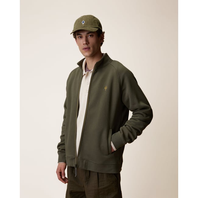 Sweat en molleton kaki <span itemprop=