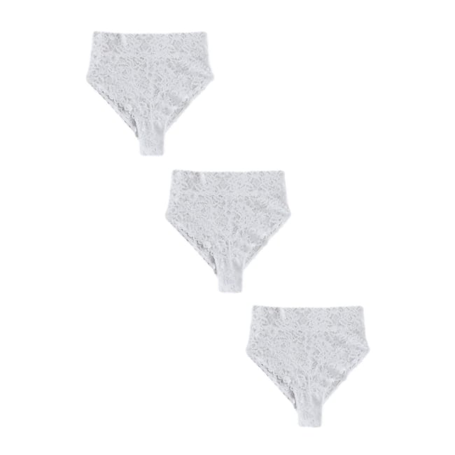 Culotte en dentelle, lot de 3 blanc <span itemprop=