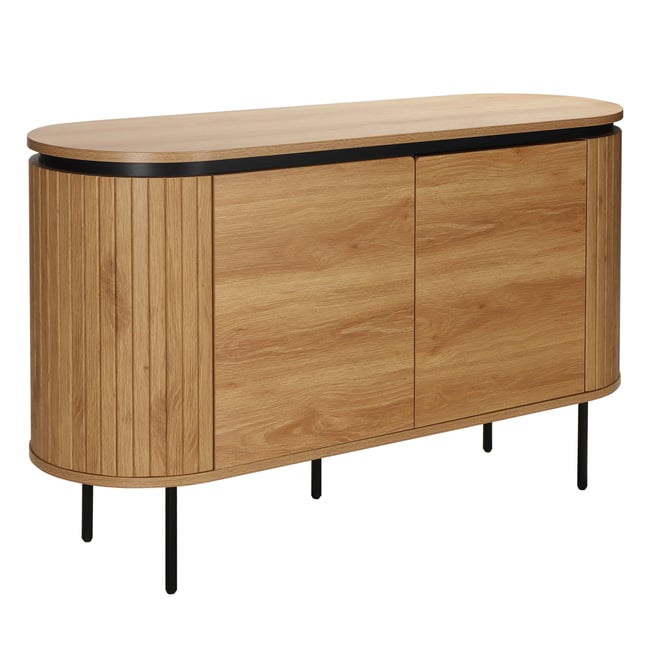 Buffet en mélaminé 2 portes 120 cm, HEMERA Couleur bois clair <span itemprop=