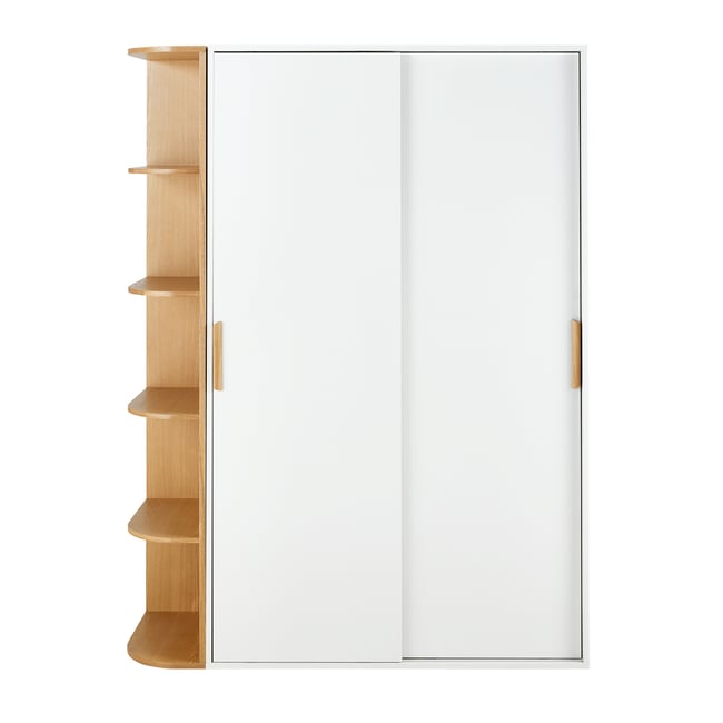 Armoire 2 portes coulissantes + bibliothèque JAPI Couleur blanc <span itemprop=