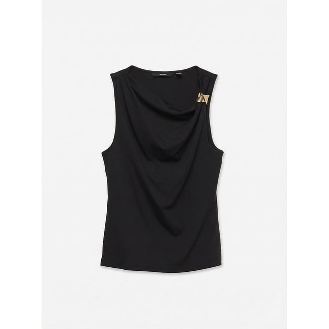 Top sans manches avec déttail doré noir <span itemprop=