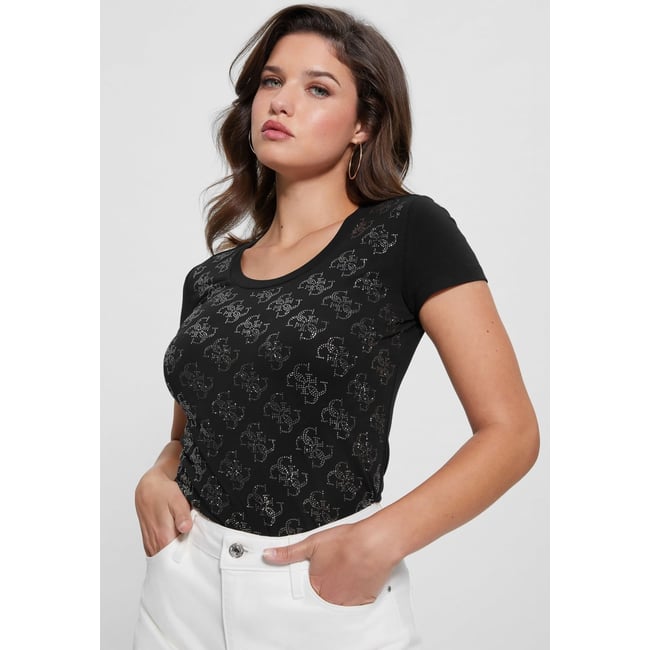 T-Shirt Logo 4G Strass noir <span itemprop=