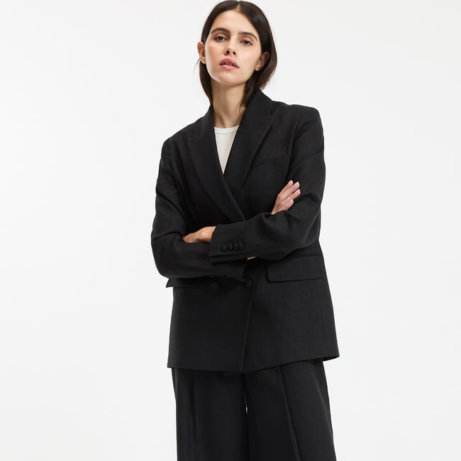Blazer croisé coupe ample en lin  - LA REDOUTE COLLECTIONS
