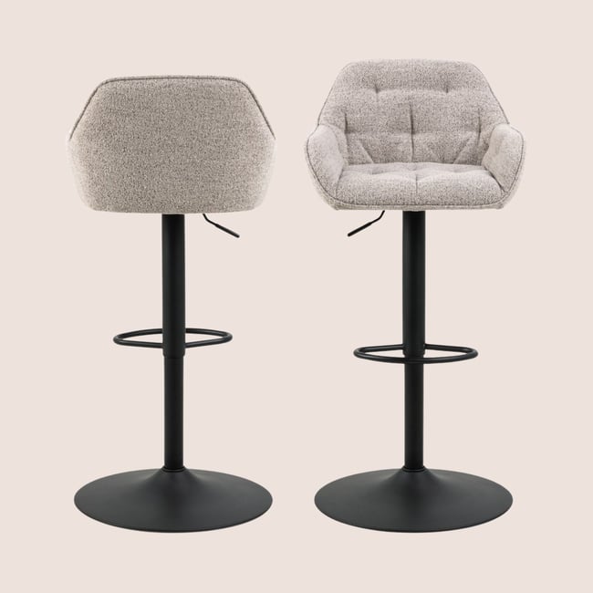 Tabourets de bar en tissu pied tulipe métal noir (lot de 2) - BROOK - HELLIN, DEPUIS 1862