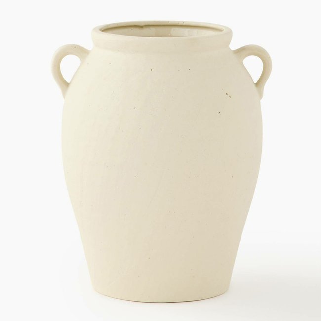 Vase anses, 20xH24cm, en céramique Couleur cremeux <span itemprop=