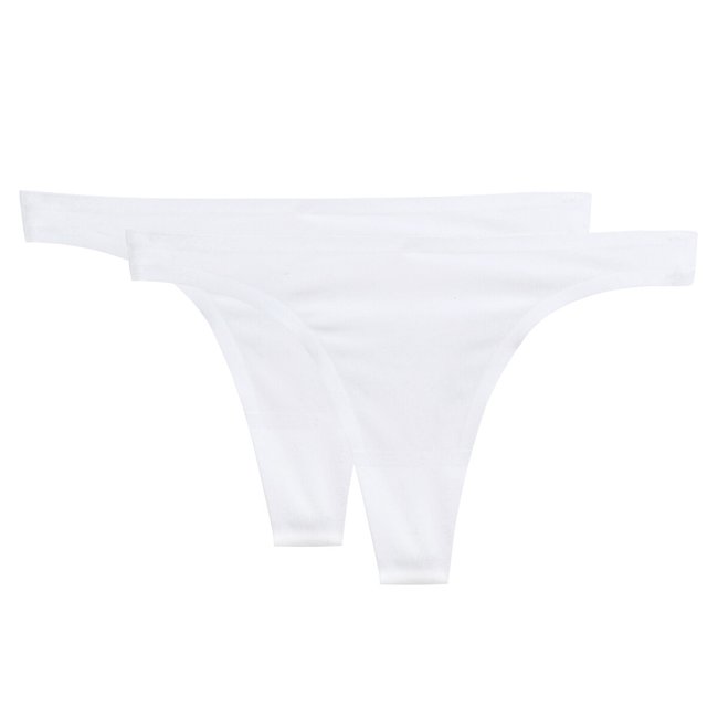Lot de 2 strings en microfibre-Invisible blanc <span itemprop=