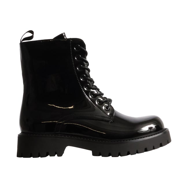 Bottines à Lacets noir vernis <span itemprop=