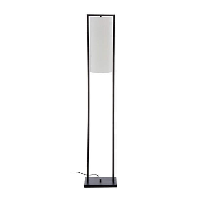 Contemporary Black Metal Frame with White Linen Shade Floor Lamp, white, SO'HOME