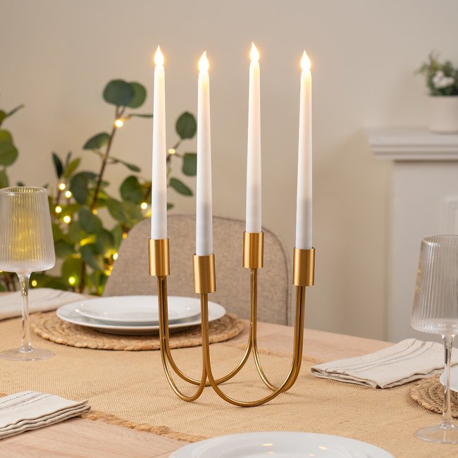 18.5cm Gold Chandelier-Style Candle Holder, gold-coloured, SO'HOME