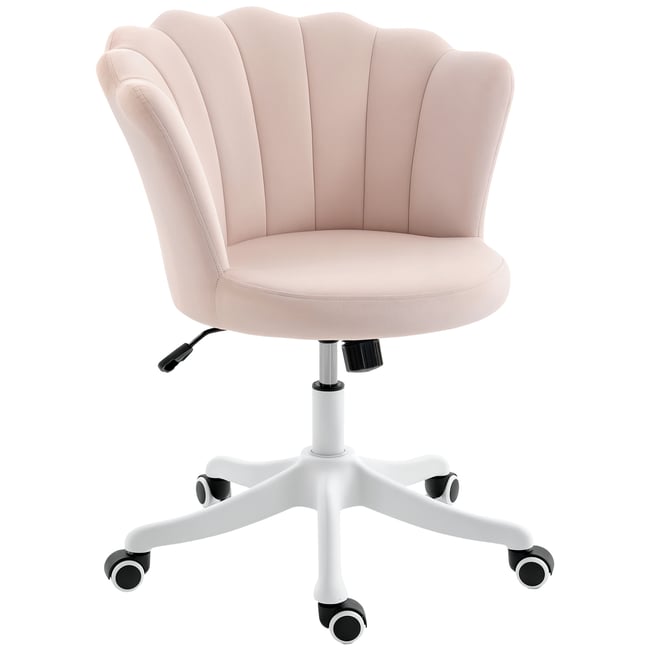 Chaise de bureau Velours (100% polyester) Couleur rose et blanc <span itemprop=