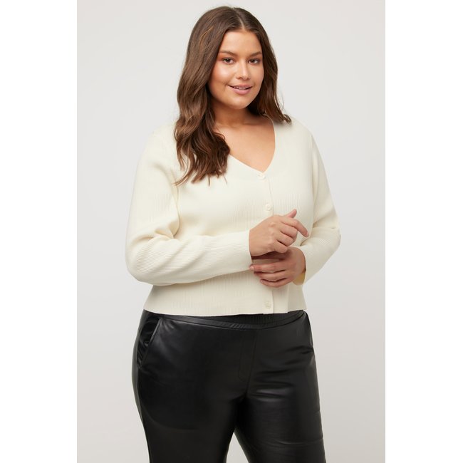 Veste en tricot fin crème <span itemprop=