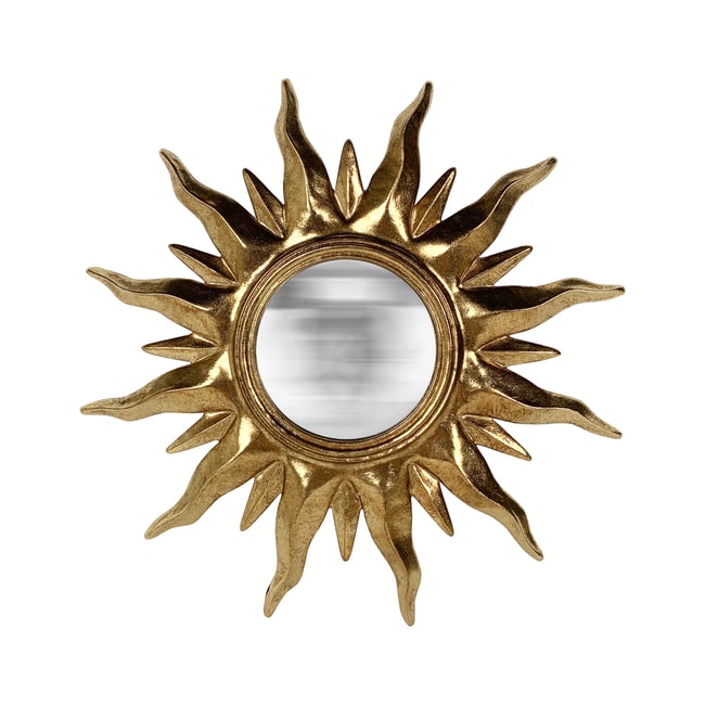 Miroir convexe soleil 31cm Couleur or <span itemprop=