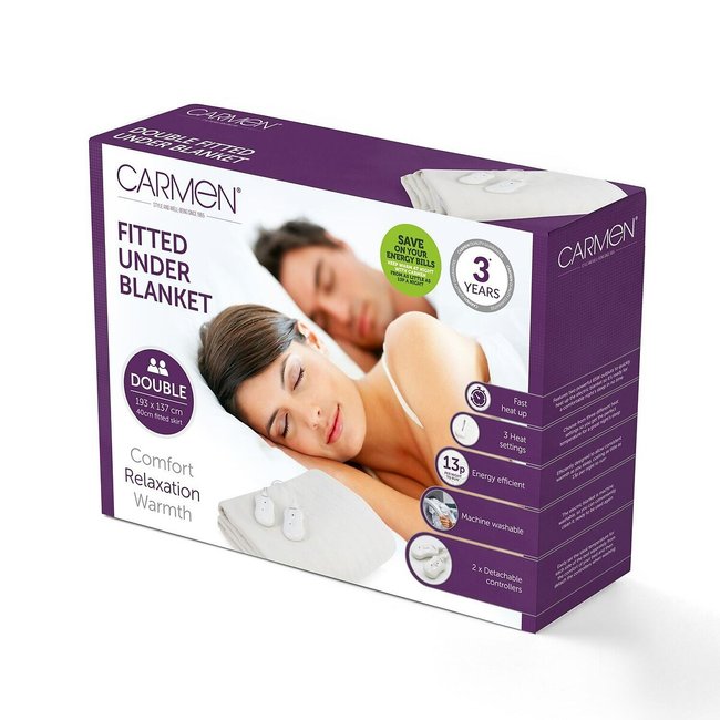 Double Fitted Electric Blanket, white, CARMEN