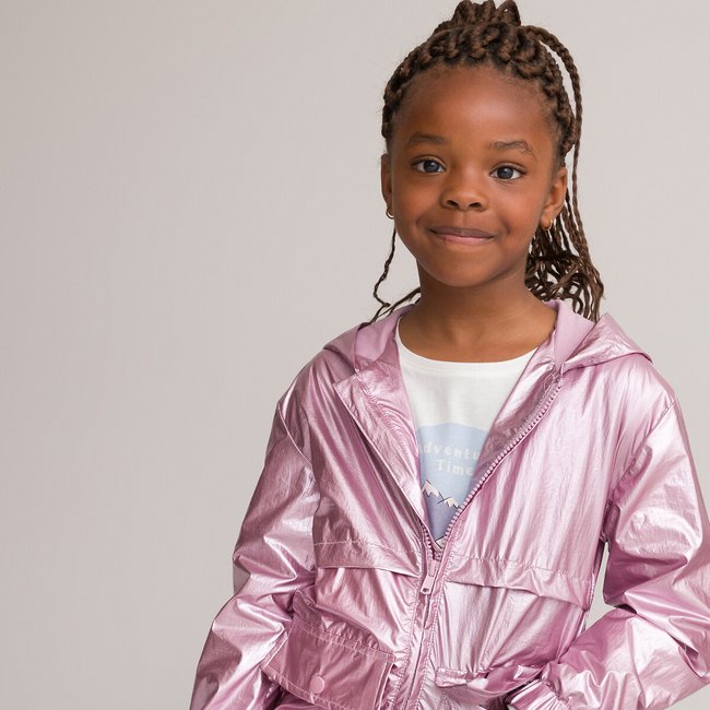 Shiny hooded windbreaker pink La Redoute Collections La Redoute