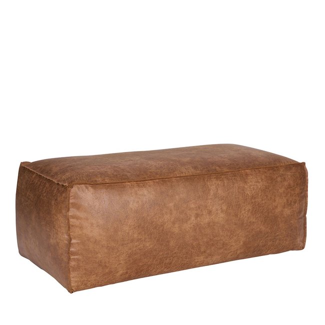 Pouf rectangulaire vintage - BRONCO Couleur cognac <span itemprop=