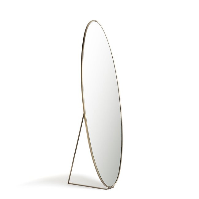 Miroir sur pied ovale métal fer, H170cm, Koban laiton <span itemprop=