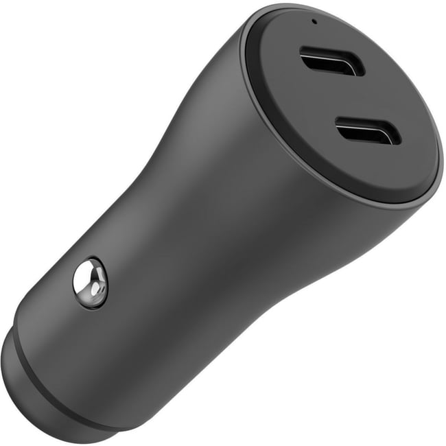 Chargeur allume cigare 60W 2x USB-C noir noir <span itemprop=