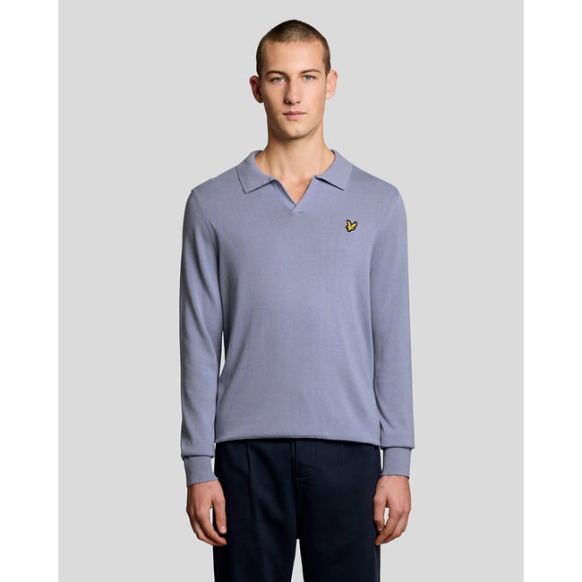 Pull à col polo en coton bleue bulle <span itemprop=