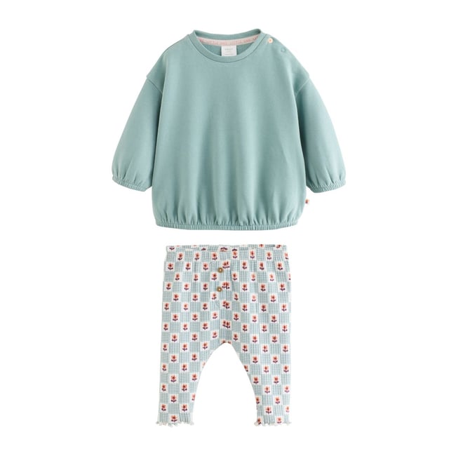 Sweat et legging bébé vert sauge <span itemprop=