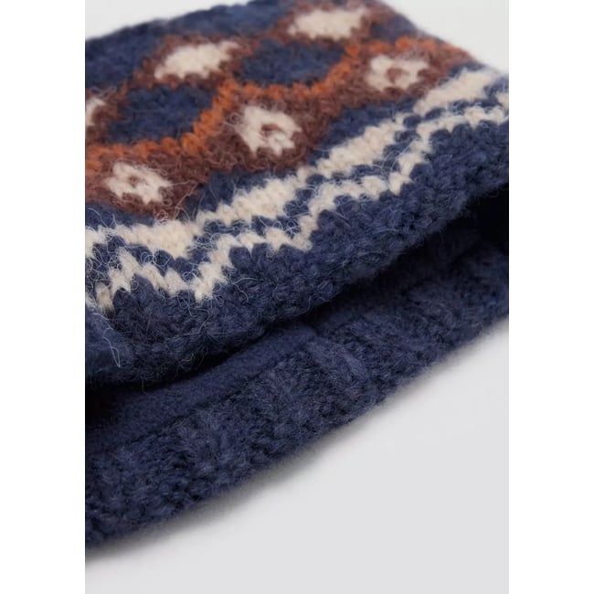 Écharpe en maille jacquard bleu marine <span itemprop=