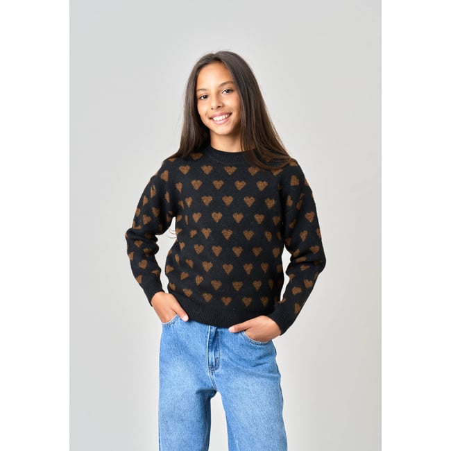Pull fille motif cœurs en maille douce CLEMY - DEELUXE