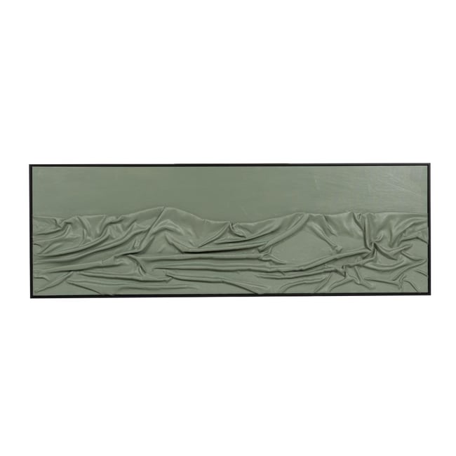 Toile drapée en relief kaki cadre noir 50x150 cm Couleur vert <span itemprop=