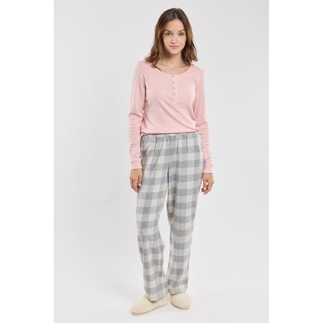 Pyjama à carreaux en coton carreaux gris/nature/silve <span itemprop=