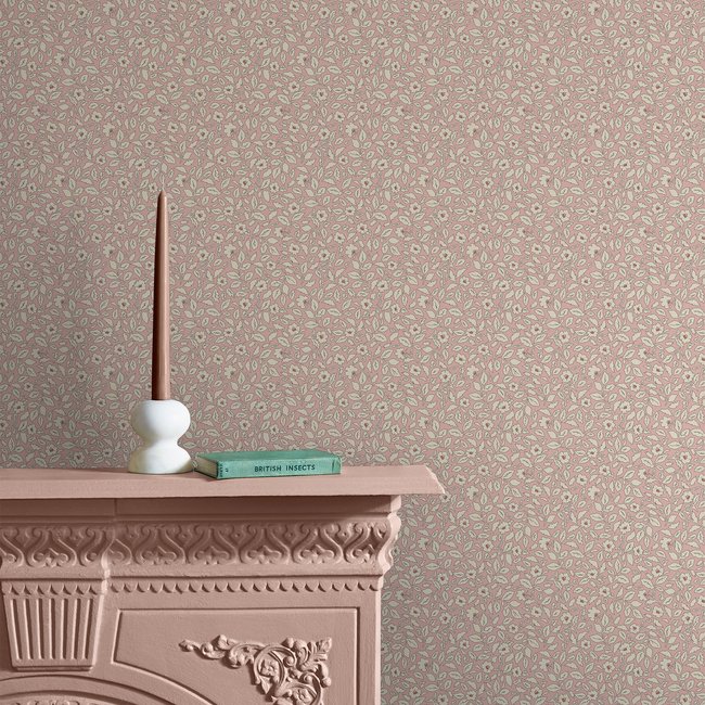 Papier peint Farandole de petites fleurs Couleur rose, beige <span itemprop=