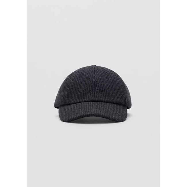 Casquette en drap de laine à rayures gris <span itemprop=