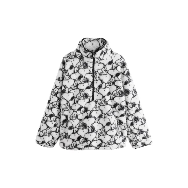 Polaire à col zippé crème snoopy <span itemprop=