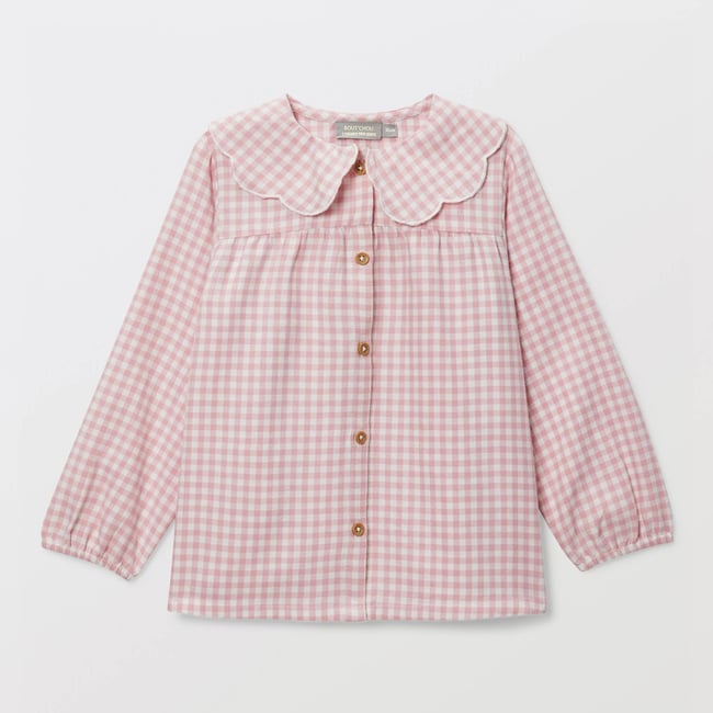 Blouse à col à carreaux en coton BIO GOTS lotus <span itemprop=