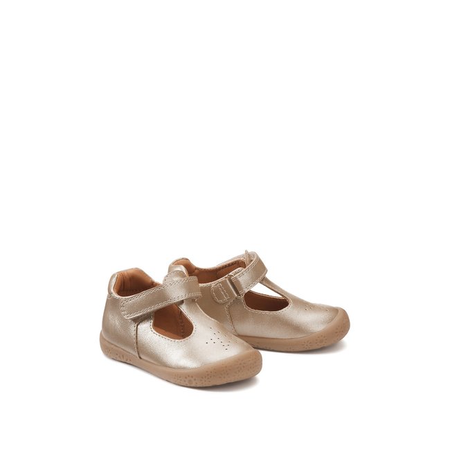 Ballerinas mit Glanzeffekt, Klettverschluss goldfarben LA REDOUTE COLLECTIONS