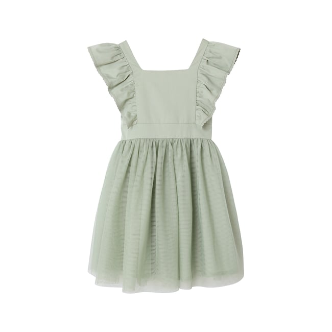 Robe cérémonie satin de coton à volants - VERTBAUDET