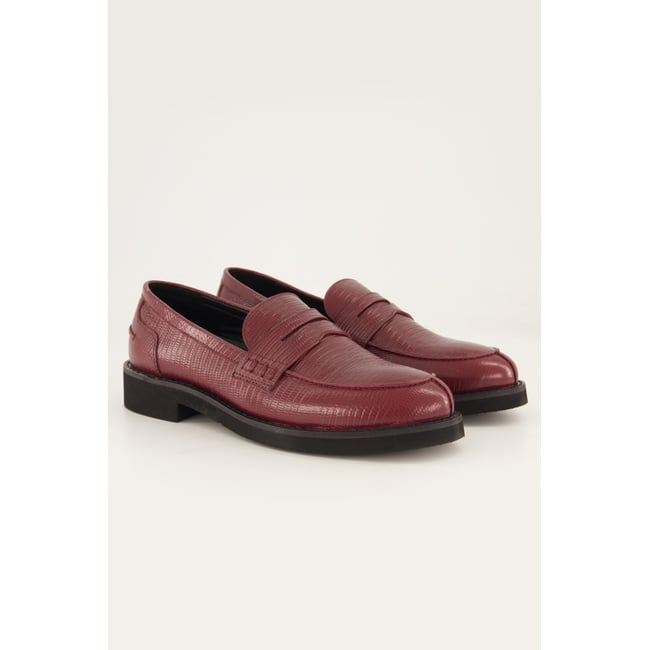 Mocassins en cuir , pied large baies foncé <span itemprop=