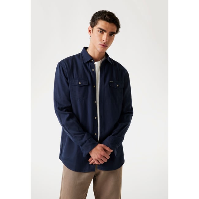 Chemise Lyocell Coupe Classique bleu foncé <span itemprop=