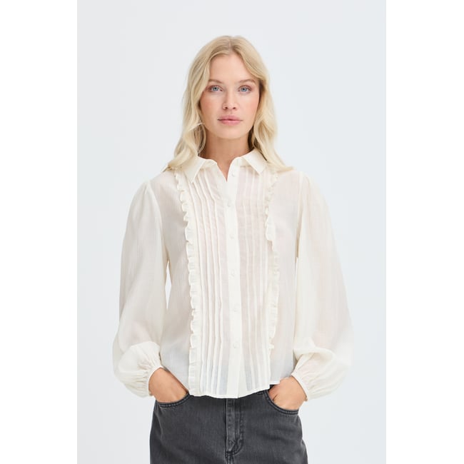 Chemise à manches longues blanc marshmallow <span itemprop=