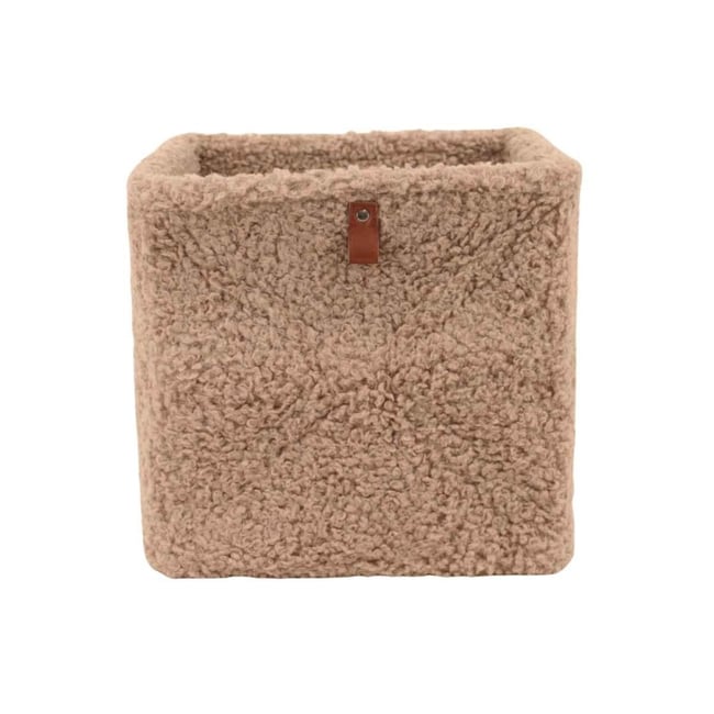 Cube de rangement bouclette taupe 31x31cm Couleur taupe <span itemprop=