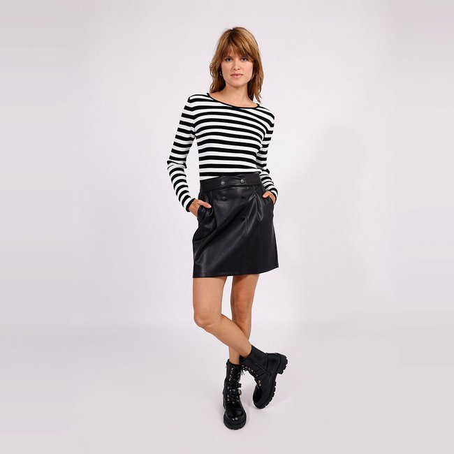 Black back zip faux leather high waisted mini skirt clearance