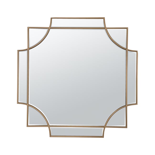 Miroir art déco 80x80cm Couleur or <span itemprop=