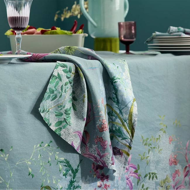 Serviette lin & coton lavé OMBRES BOISEES givre <span itemprop=