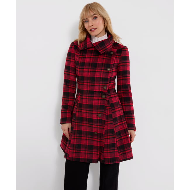 Manteau à Carreaux Jours d'Automne rouge <span itemprop=