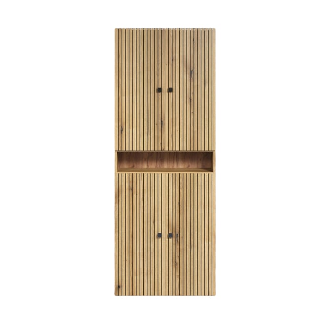 Double colonne de salle de bain rainurée 4 portes et 1 niche L70 cm -PUREBLISS - CALICOSY
