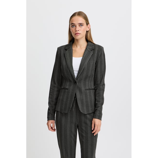Blazer gris rayures dark grey melange stripe <span itemprop=