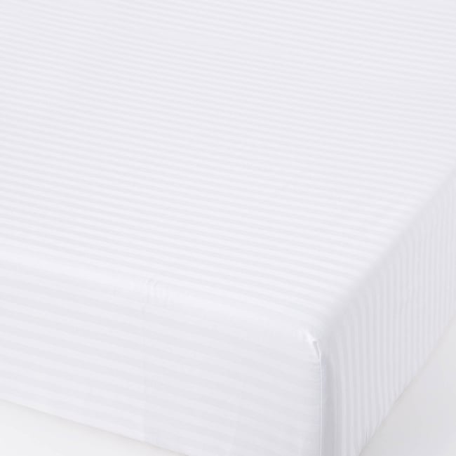Drap housse, satin de coton bio blanc <span itemprop=