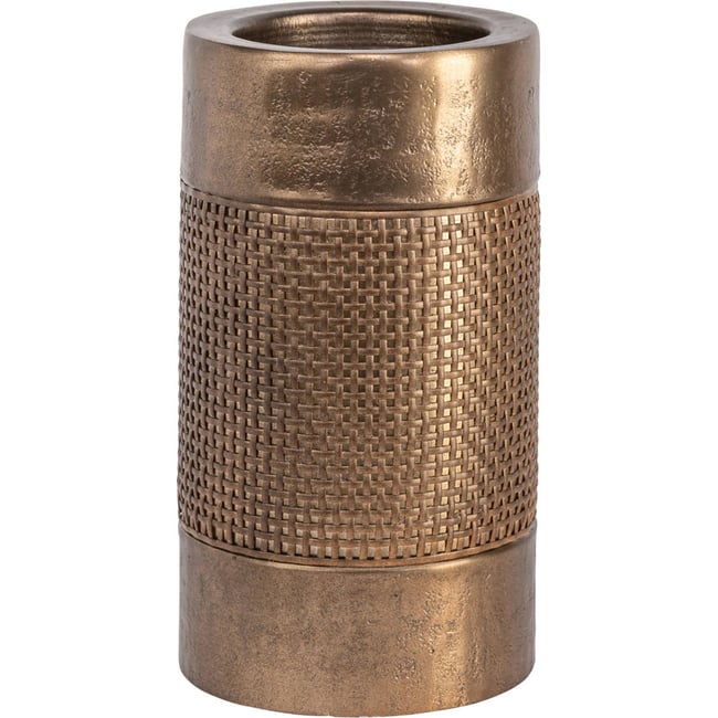 Bougeoir en aluminium texture tressée Couleur doré brossé <span itemprop=